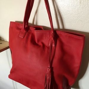 XL Red Leather Tote M.I.L.A. made in Los Angeles